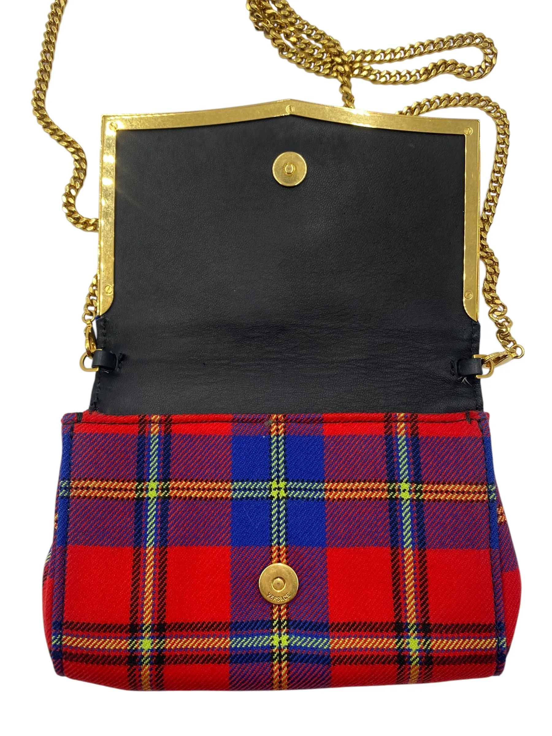 Versace Tartan Plaid Medusa Clutch on Chain