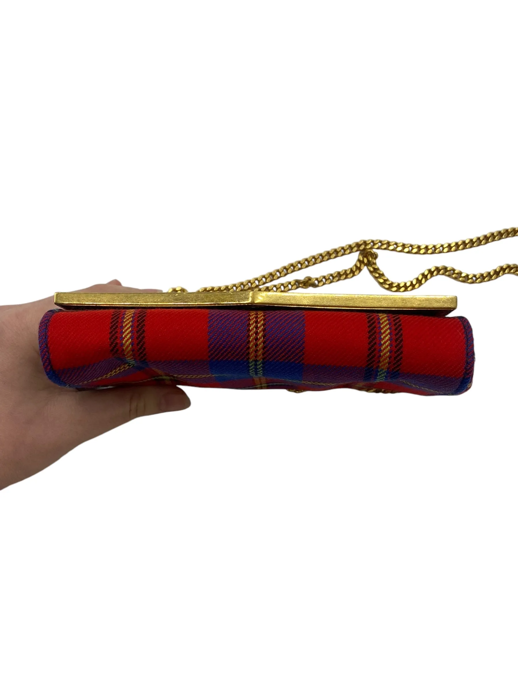 Versace Tartan Plaid Medusa Clutch on Chain