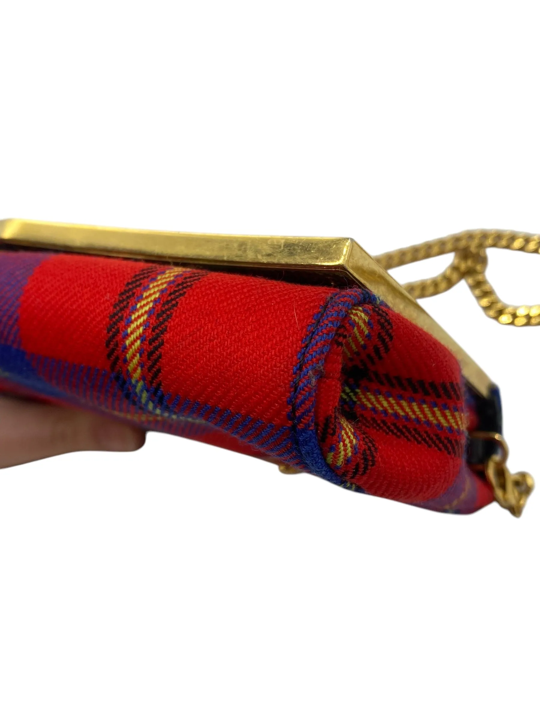 Versace Tartan Plaid Medusa Clutch on Chain