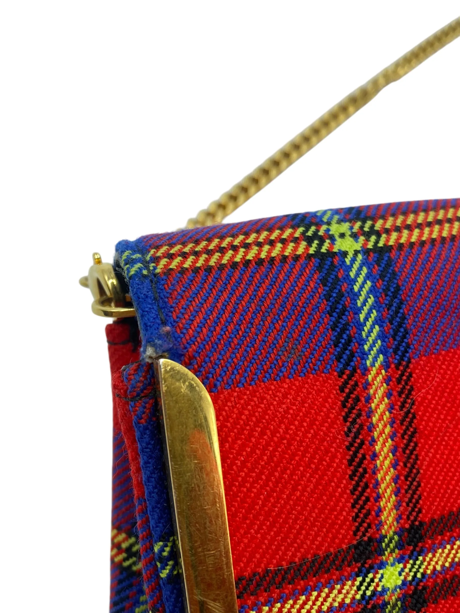 Versace Tartan Plaid Medusa Clutch on Chain