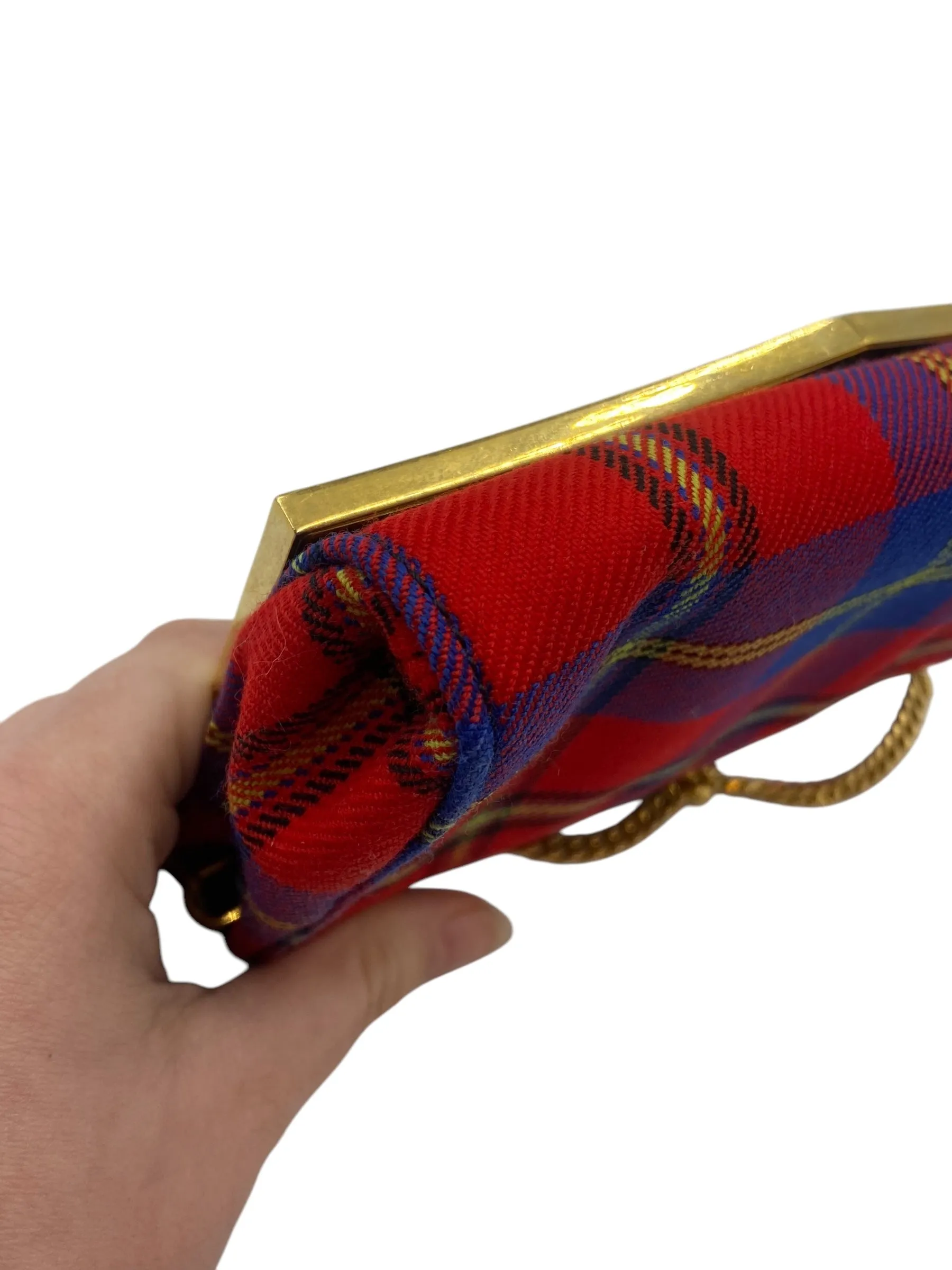 Versace Tartan Plaid Medusa Clutch on Chain
