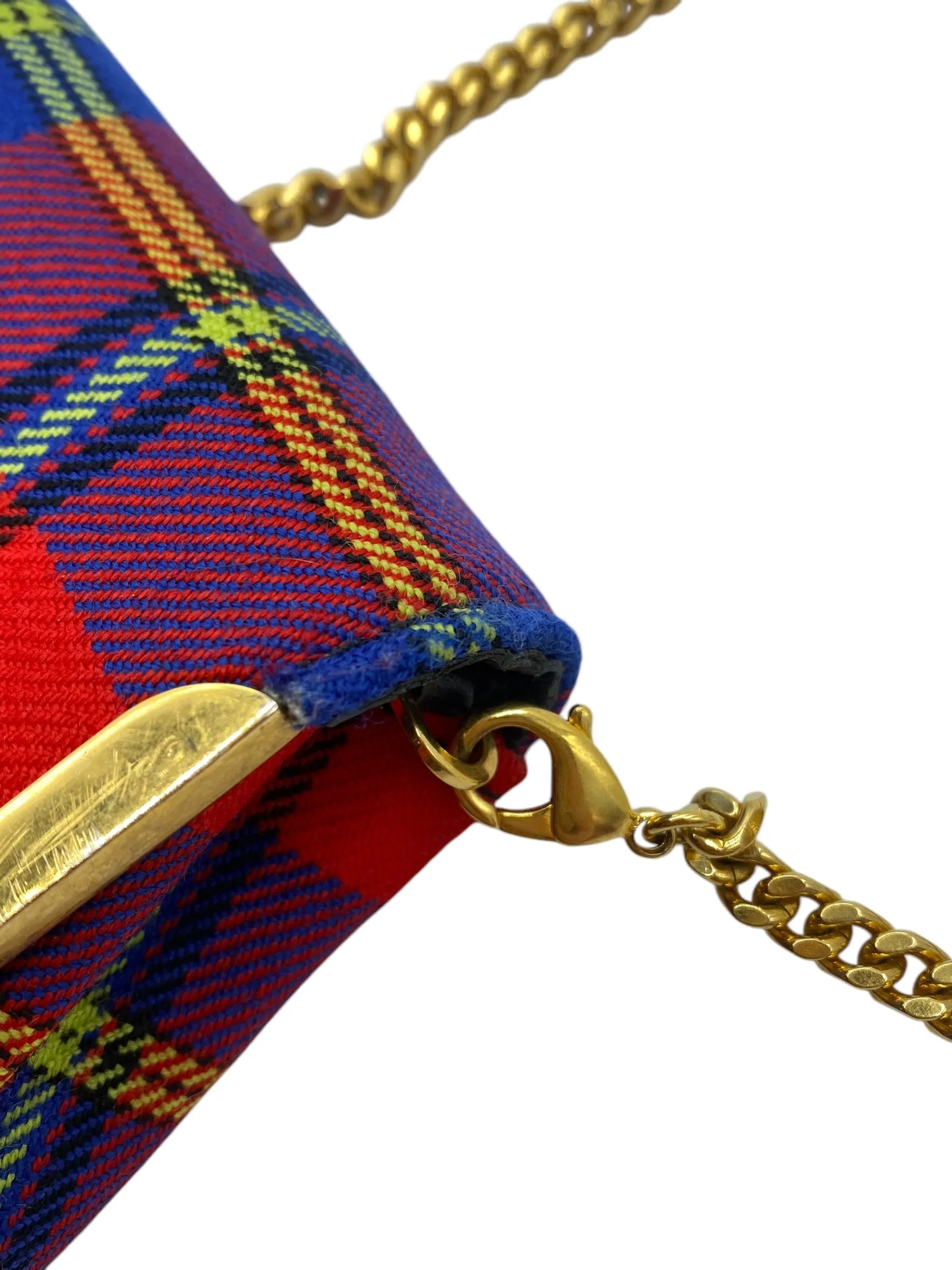 Versace Tartan Plaid Medusa Clutch on Chain
