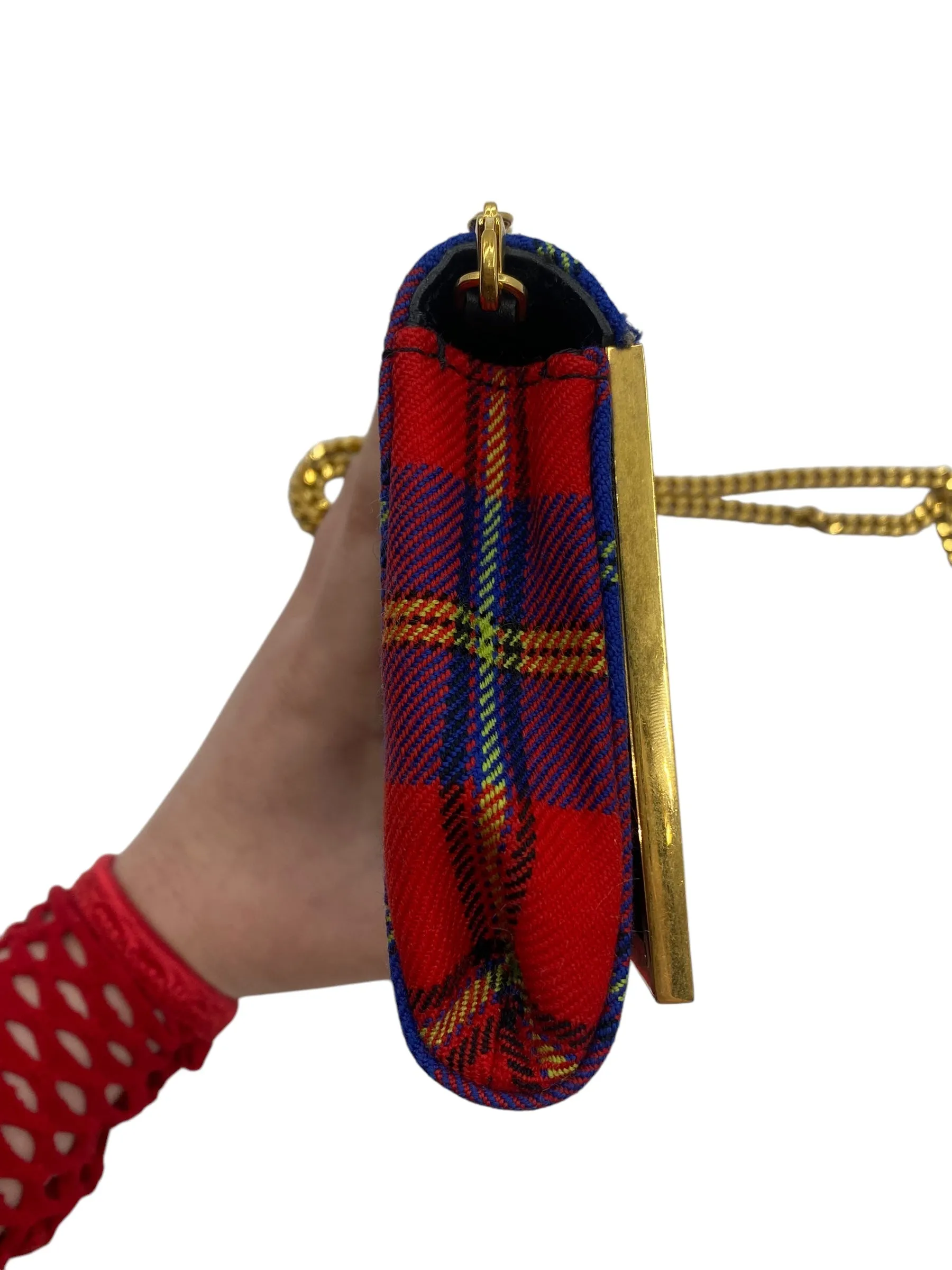 Versace Tartan Plaid Medusa Clutch on Chain