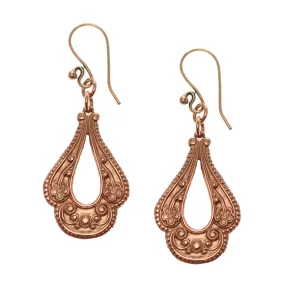 Victorian Open Teardrop Copper Earrings