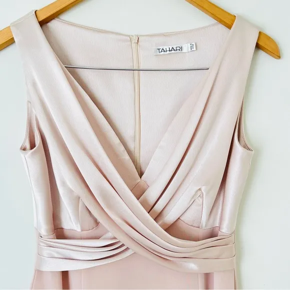 Vintage Tahari Long Evening Gown Dress Soft Pink Elegant Wedding Guest Size 6