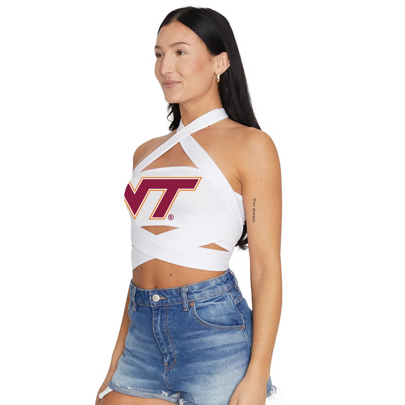 Virginia Tech White Multi Way Bandeau Top