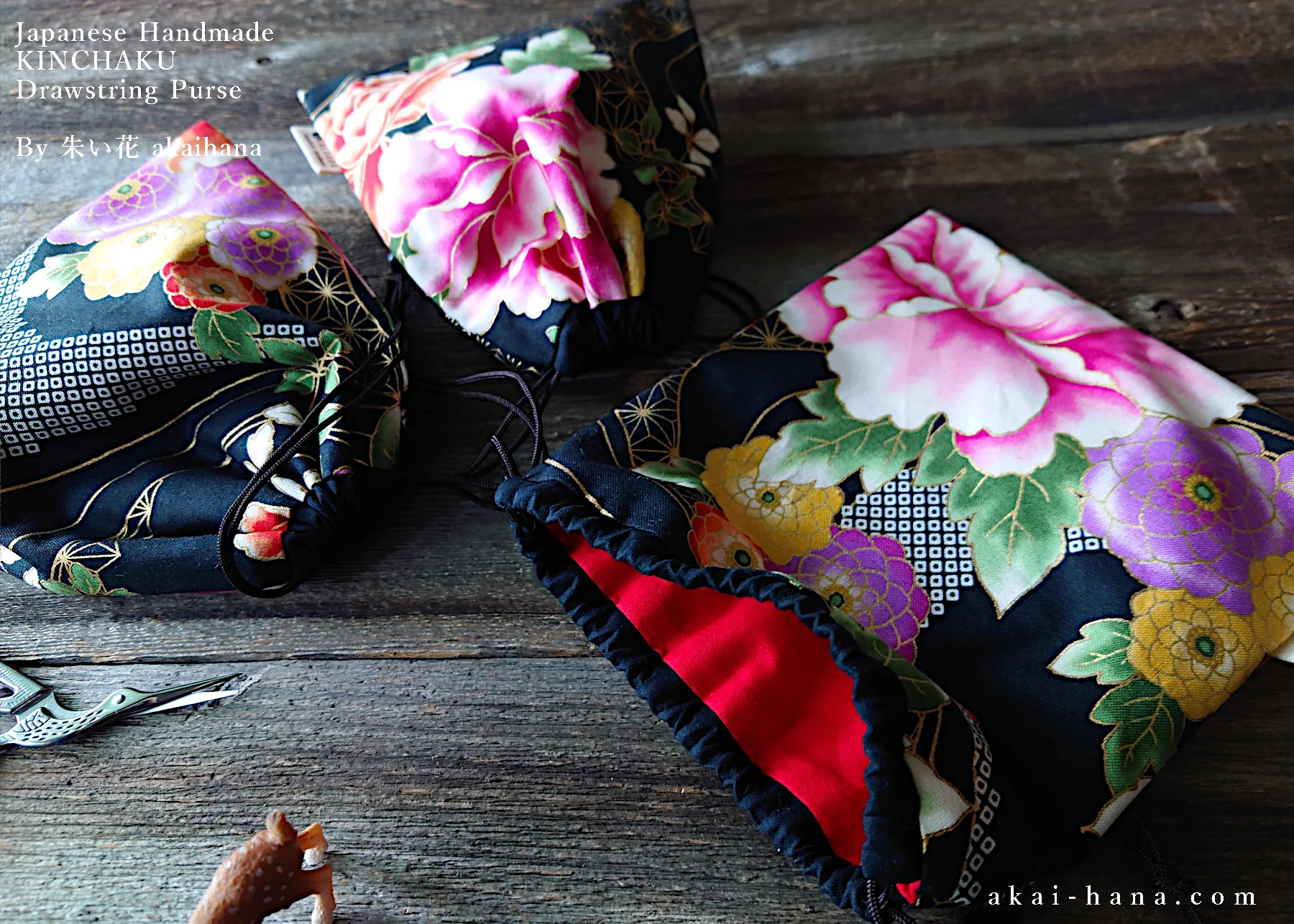 Wagara Kinchaku Drawstring Purse, 2 sizes ⦿kpjf0002