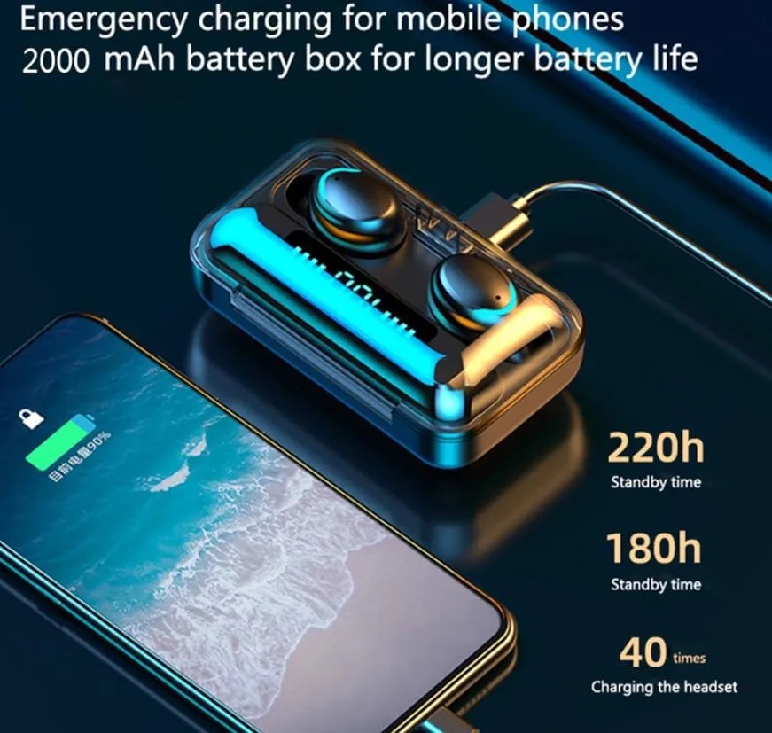 Waterproof Bluetooth Earbuds  5.0 W/ Charging Box