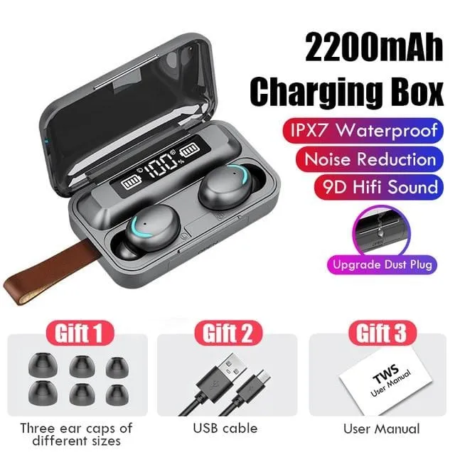 Waterproof Bluetooth Earbuds  5.0 W/ Charging Box