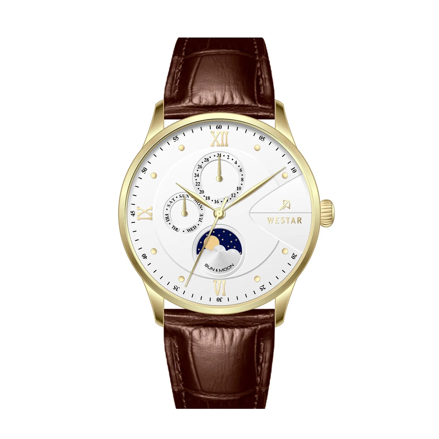Westar Profile Multifunction Gents 40 mm White Dial Quartz Watch - 50253GPN121