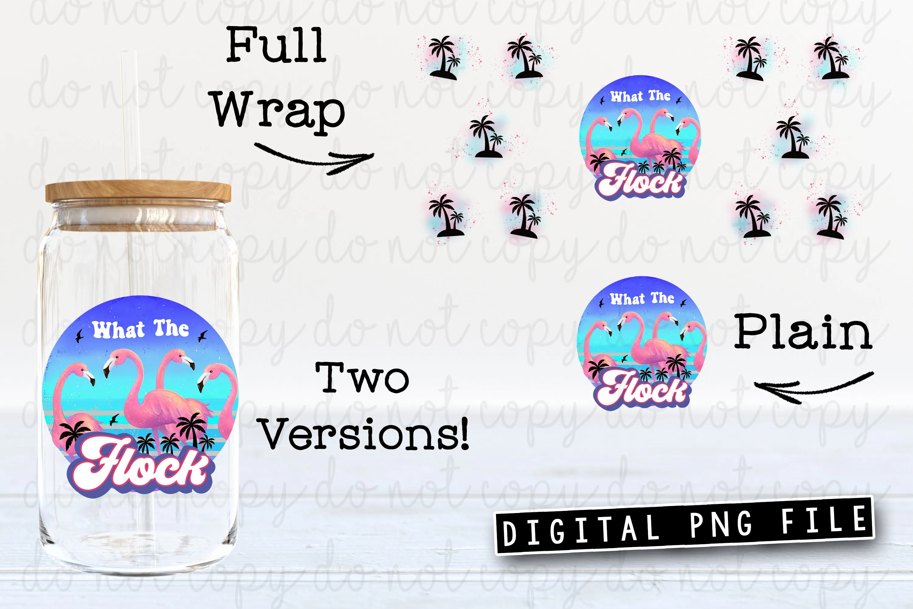 What the Flock Funny Flamingo Glass Can Tumbler Wrap Digital Download