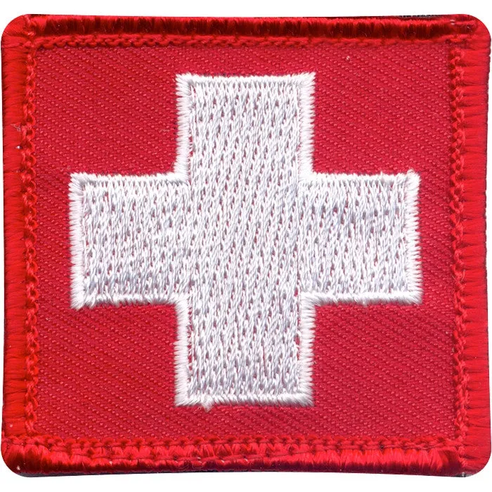 White Cross on Red Patch with Hook Back