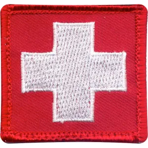 White Cross on Red Patch with Hook Back