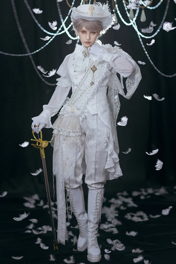 White Hidden Prejudice Never Fades Vintage Elegant Prince Handsome Ouji Lolita Coat