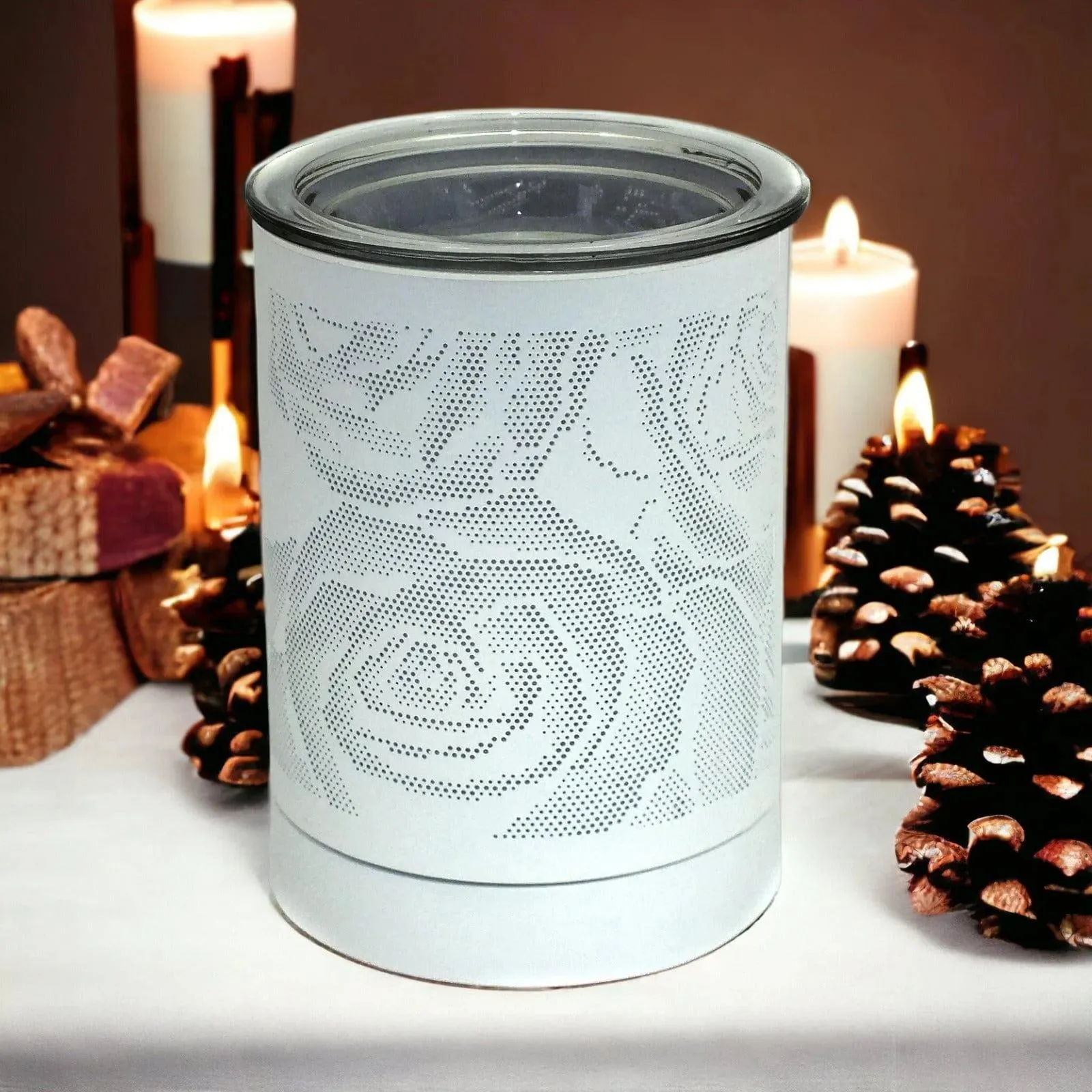 White Rose Aroma Diffuser Elegant Scented Oil Burner for Wax Melts