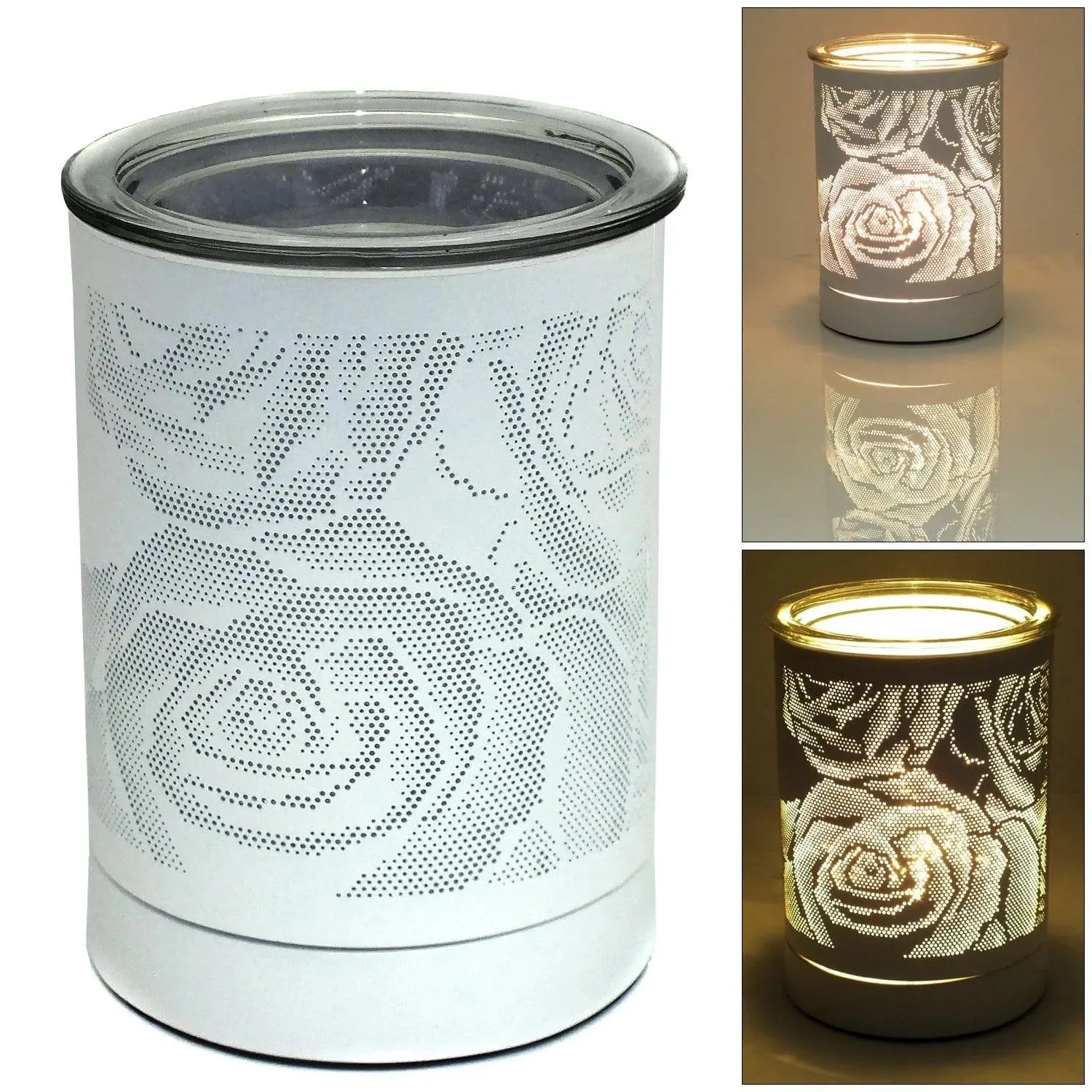 White Rose Aroma Diffuser Elegant Scented Oil Burner for Wax Melts