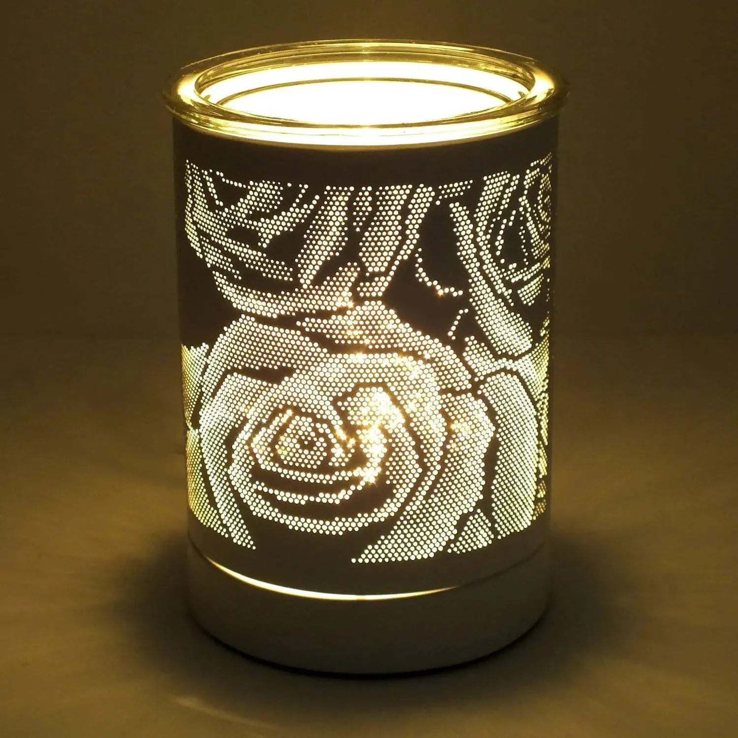 White Rose Aroma Diffuser Elegant Scented Oil Burner for Wax Melts