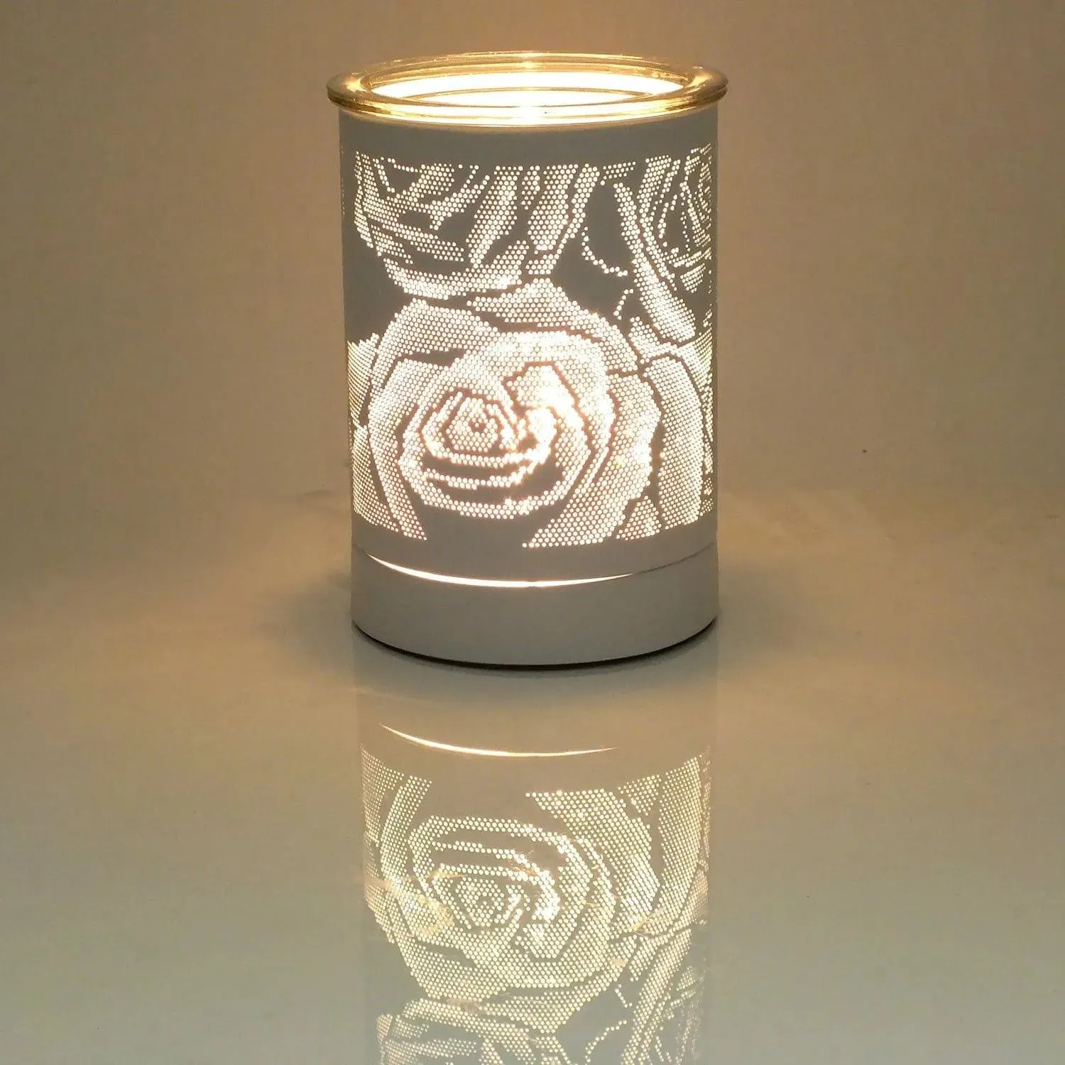 White Rose Aroma Diffuser Elegant Scented Oil Burner for Wax Melts