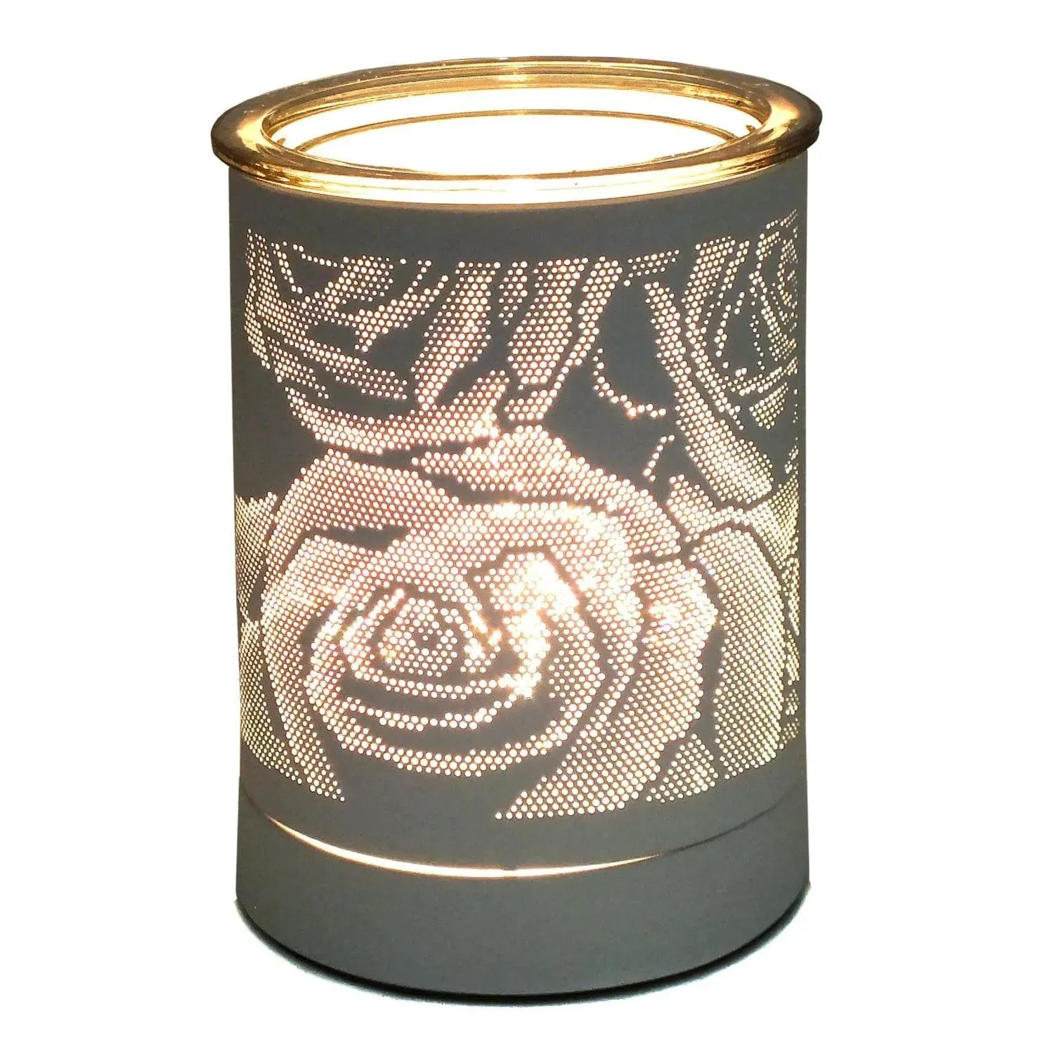 White Rose Aroma Diffuser Elegant Scented Oil Burner for Wax Melts