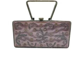 Willardy 50s Grey pearlescent Lucite Box Purse with with Frame Front