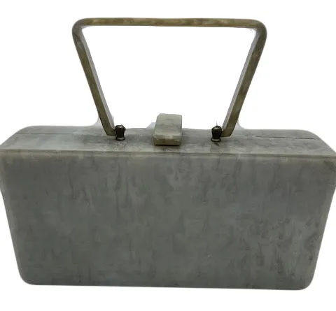 Willardy 50s Grey pearlescent Lucite Box Purse with with Frame Front