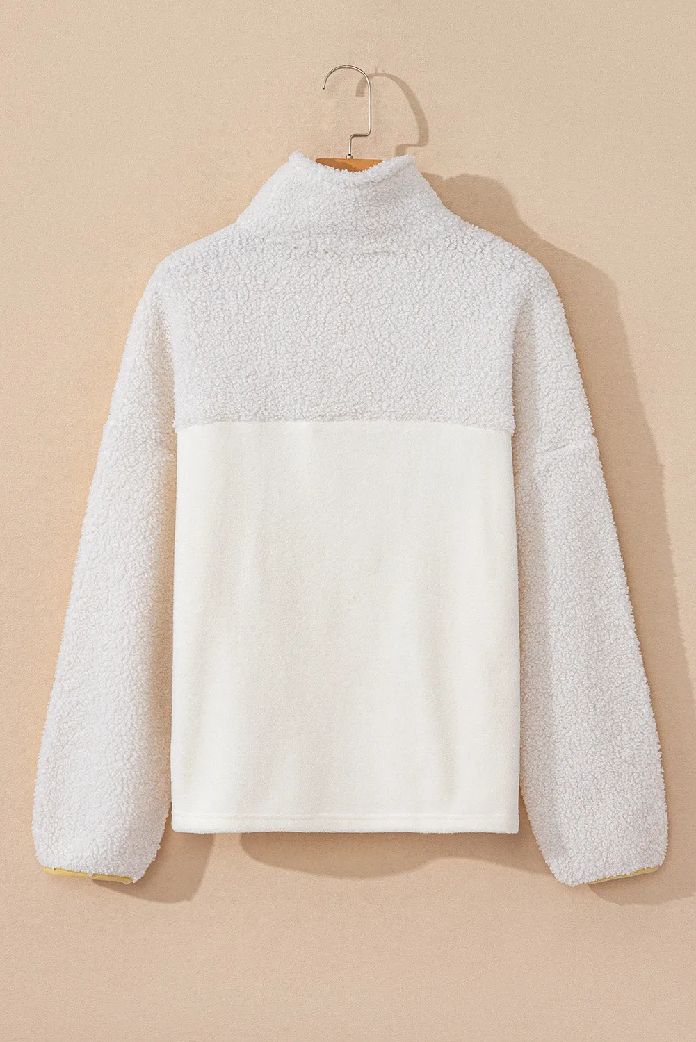 Womens Cream Half Button Fleece Pullover