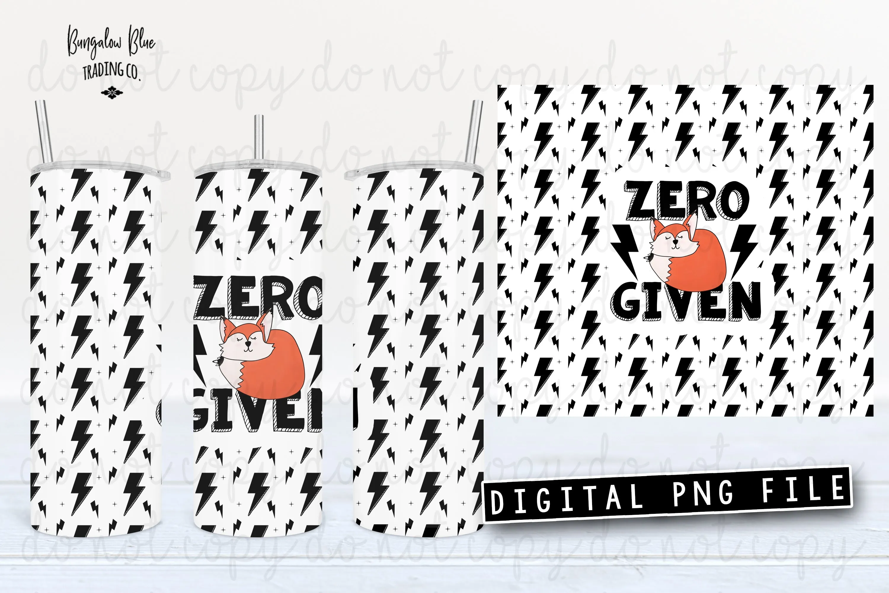Zero Fox Given 20 oz Skinny Tumbler Seamless Design Wrap Digital Download