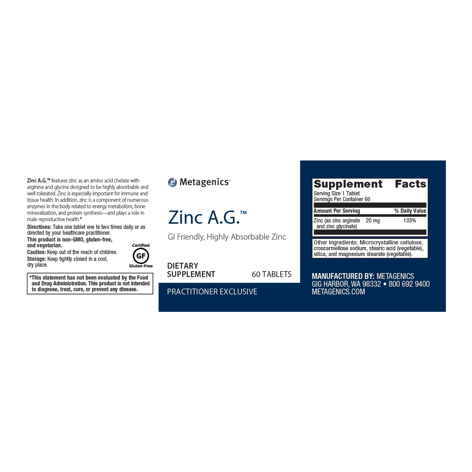 Zinc A.G.™ <br>GI Friendly, Highly Absorbable Zinc